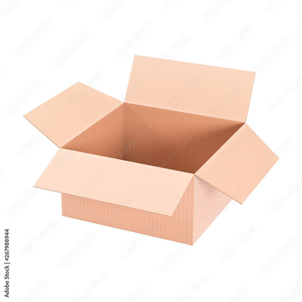 Open paper box. 3d rendering illustration isolated Open paper box. 3d rendering illustration isolated
