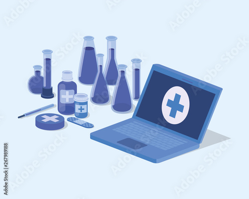 laptop telemedicine service with tube tests
