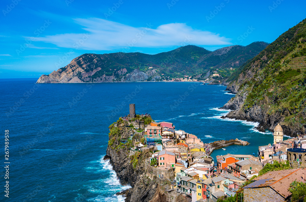 Landscape of Vernazza village in Cinque Terre, Italy.