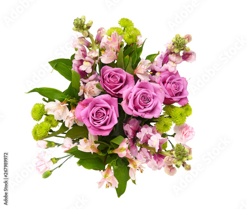Overhead shot of a beautiful floral arrangement for Mothers Day or Valentines