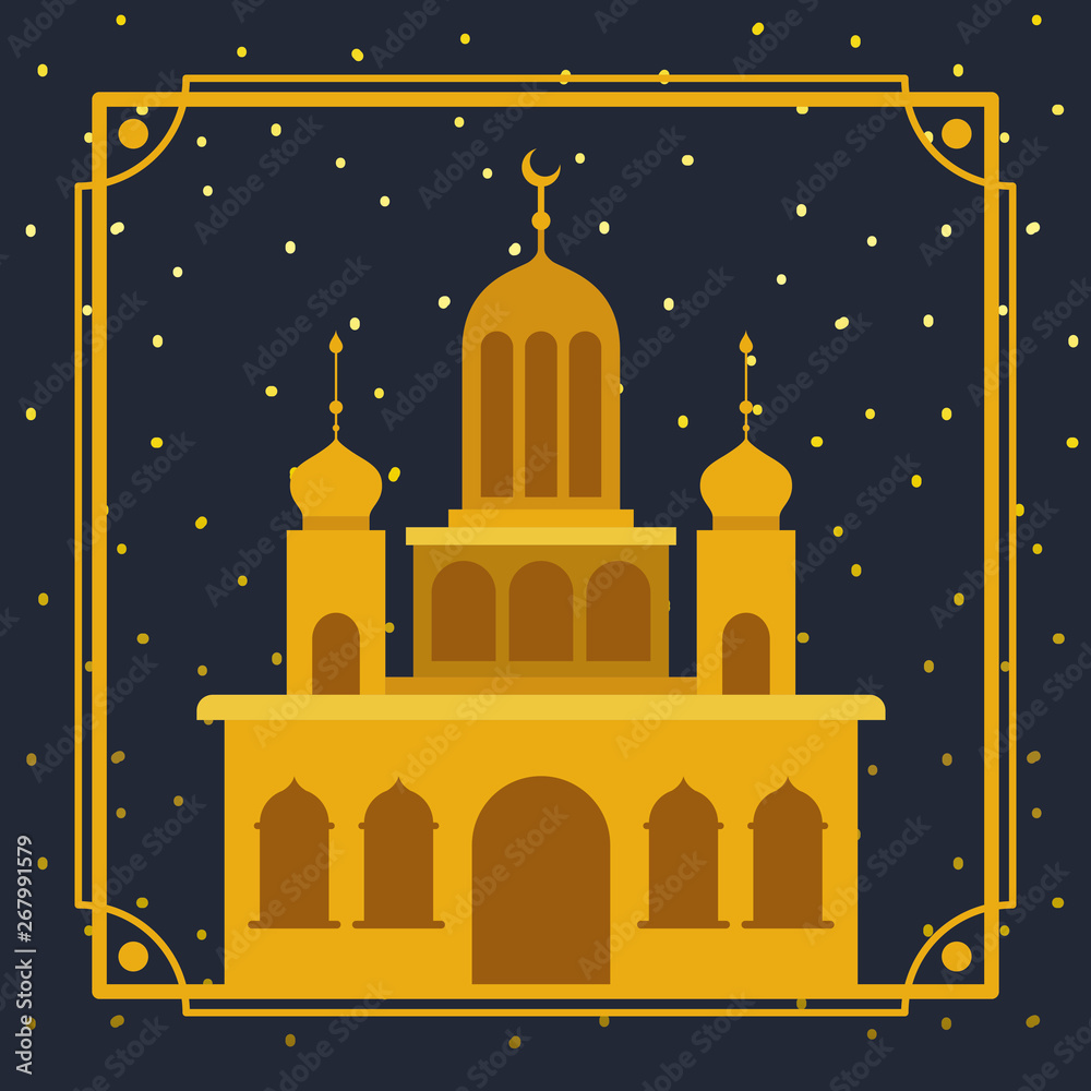 frame with golden mosque building
