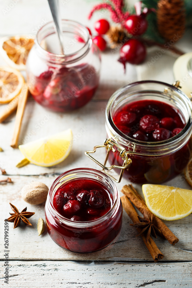 Homemade cherry jam with lemon and cinnamon Homemade cherry jam with lemon and cinnamon