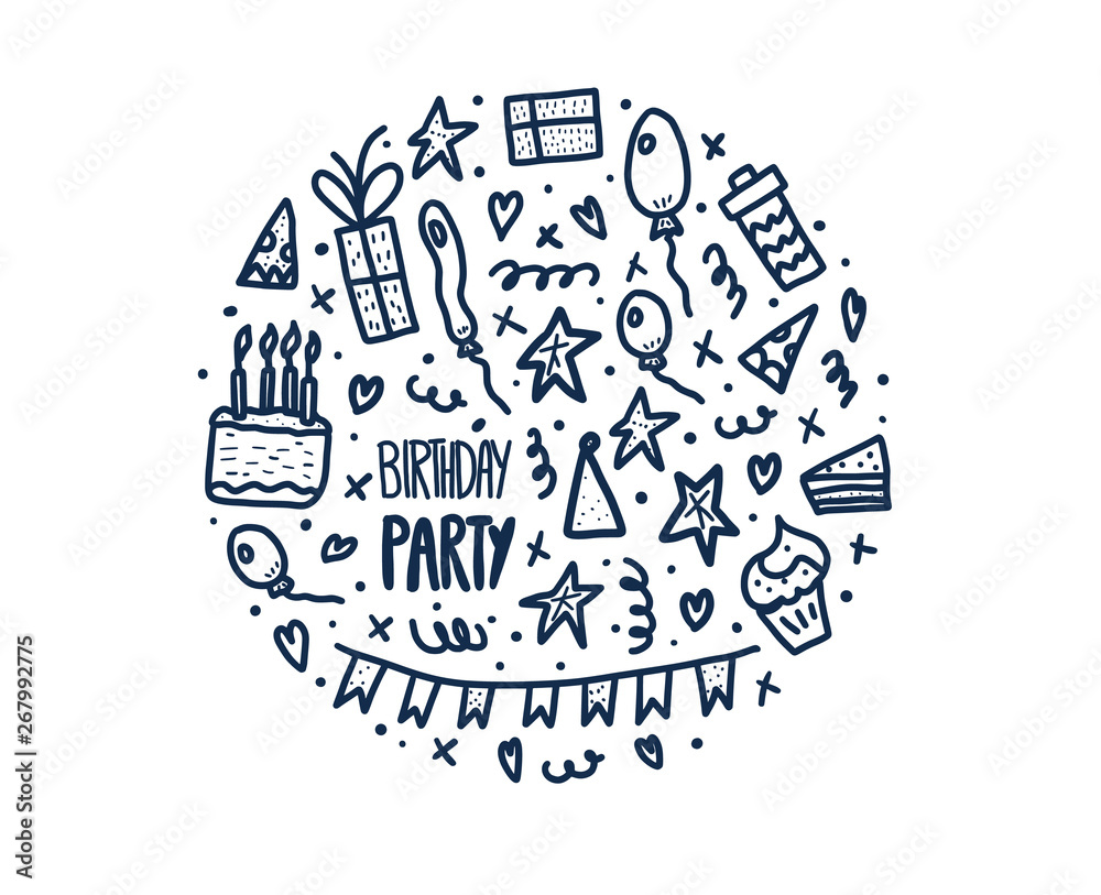 Birthday party poster. Vector design. Birthday party poster. Vector design.