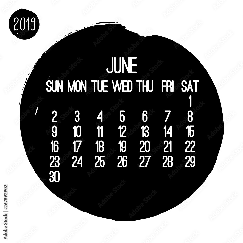 Fototapeta June year 2019 monthly calendar