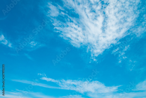 Blue sky background with white cloud - Nature and save environmental concept