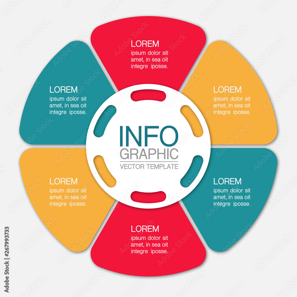 Fototapeta premium Vector circular iInfographic template for business, presentations, web design, 6 options.