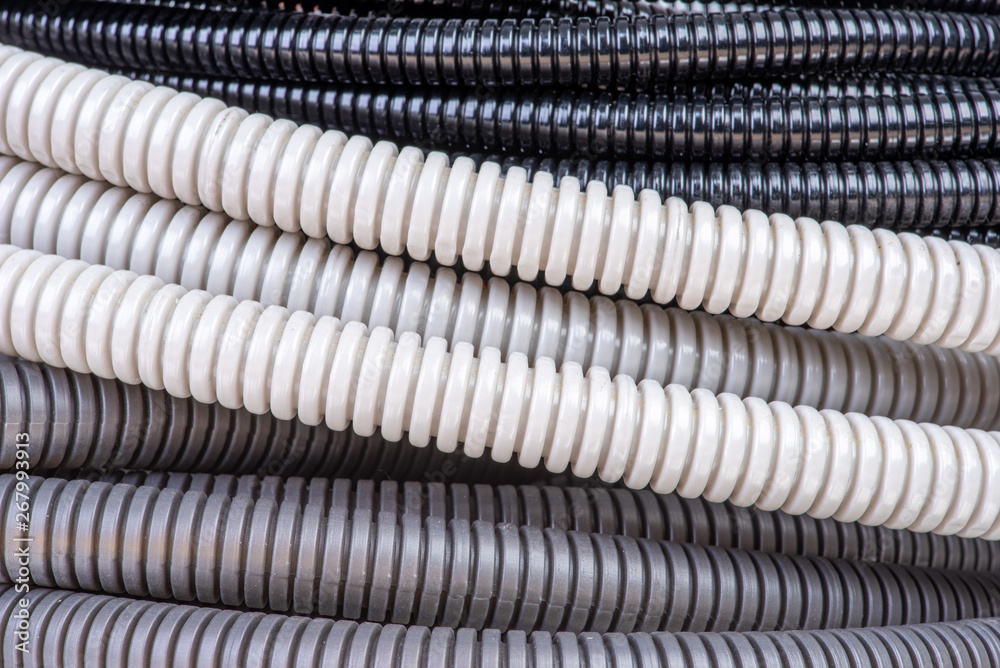 Electrical plastic corrugated pipe as background Electrical plastic corrugated pipe as background