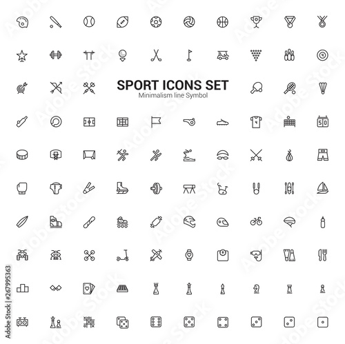 Sport and active lifestyle. Line icons set. Minimalism symbols.