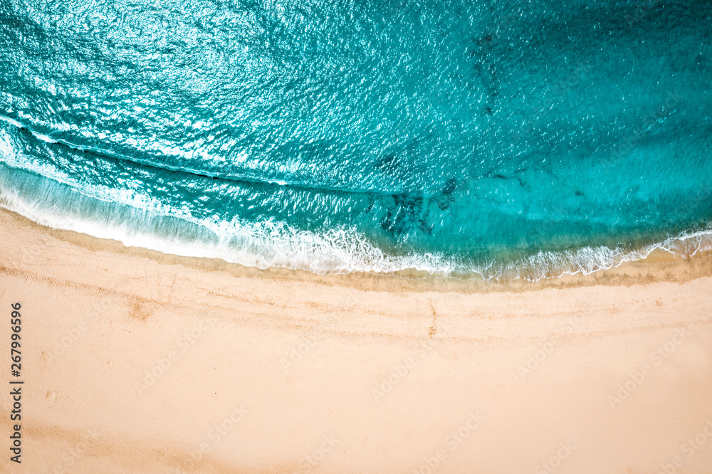 Aerial view of summer beach and ocean of Gran Canaria island 
