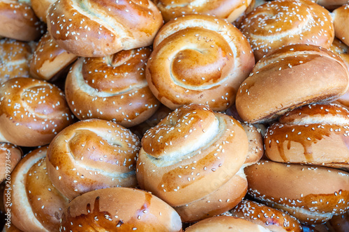 Challah bread sold in Shuk Hacarmel market, Tel Aviv, Israel