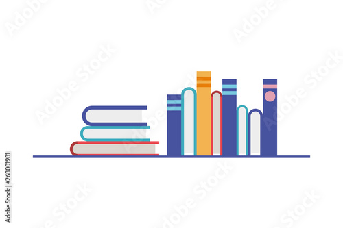 shelving with books in white background