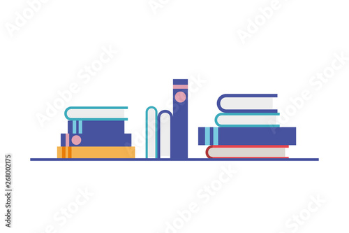 shelving with books in white background