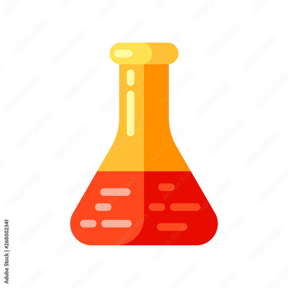 Icon of chemical test tube in flat style. Icon of chemical test tube in flat style.