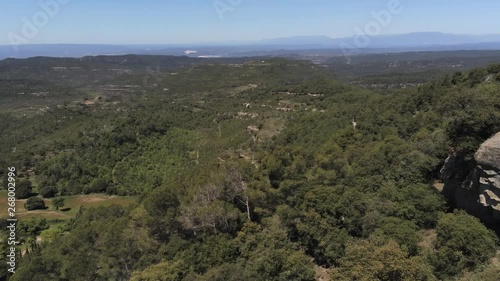 Barcelona. Aerial view in village of  Granera, rural town with castle. Catalonia,Spain. 4k Drone Video photo