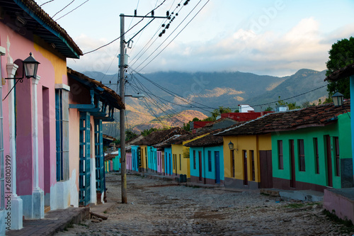 Street view of colored houses in old town of Trinidad, Cuba © SForster