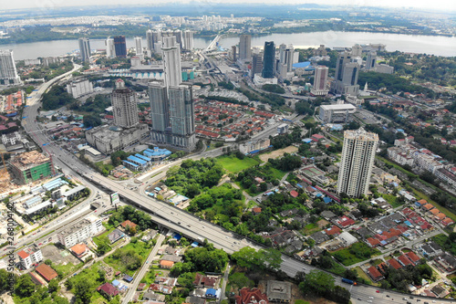 Aerial view of southern city of Malaysia, Johor Bahru