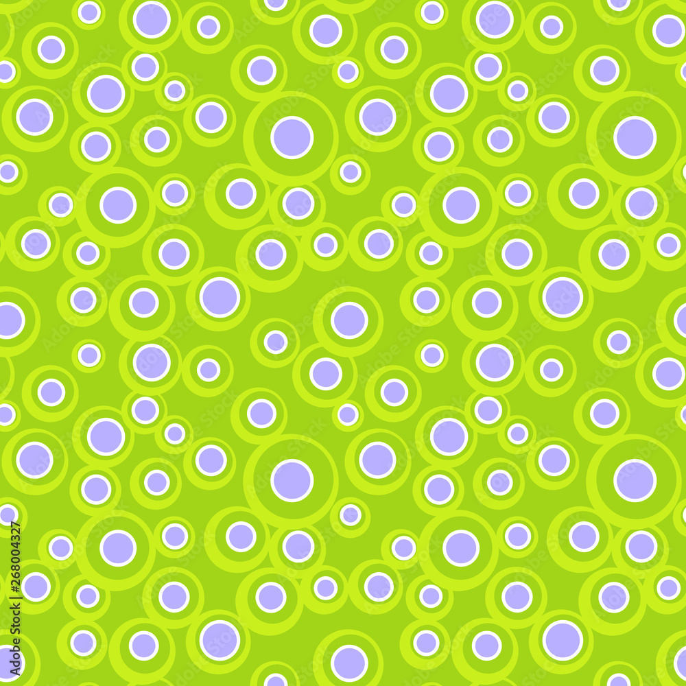 Bright vector colorful bubbles on colored background. Abstract geometric seamless pattern for textile, wrapping paper, prints, fabric, wallpaper, web etc.