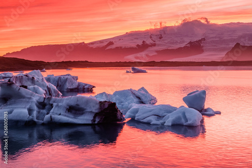 Thawing icebergs sunset