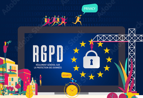 RGPD Concept Illustration - France General Data Protection Regulation.