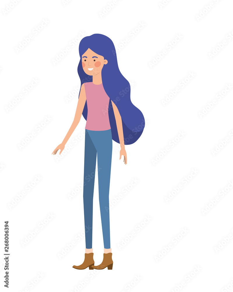 young woman in white background avatar character young woman in white background avatar character