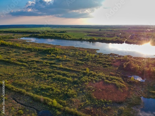 Aerial view of countryside in Minsk region of Belarus