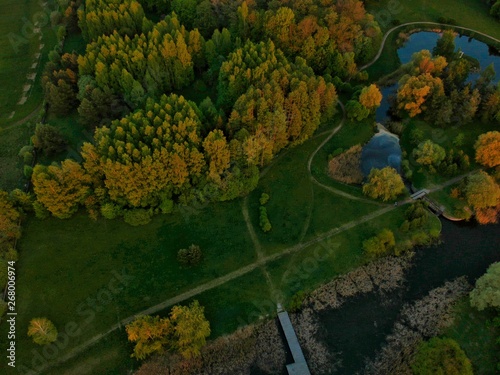 Aerial view of countryside in Minsk region of Belarus