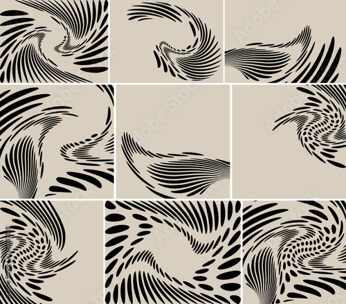 set - abstract vector backgrounds with curved figures