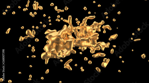 A splash of gold. 3d illustration, 3d rendering.