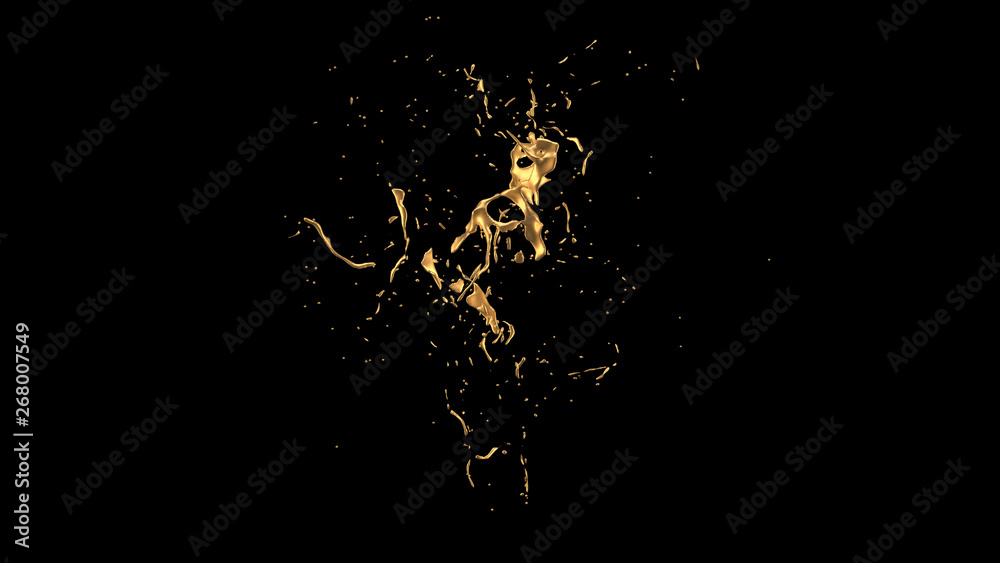 A splash of gold. 3d illustration, 3d rendering. A splash of gold. 3d illustration, 3d rendering.