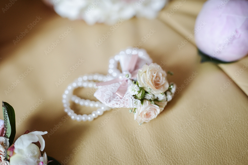 Wedding decoration. Bride's wedding bouquet. Details for wedding