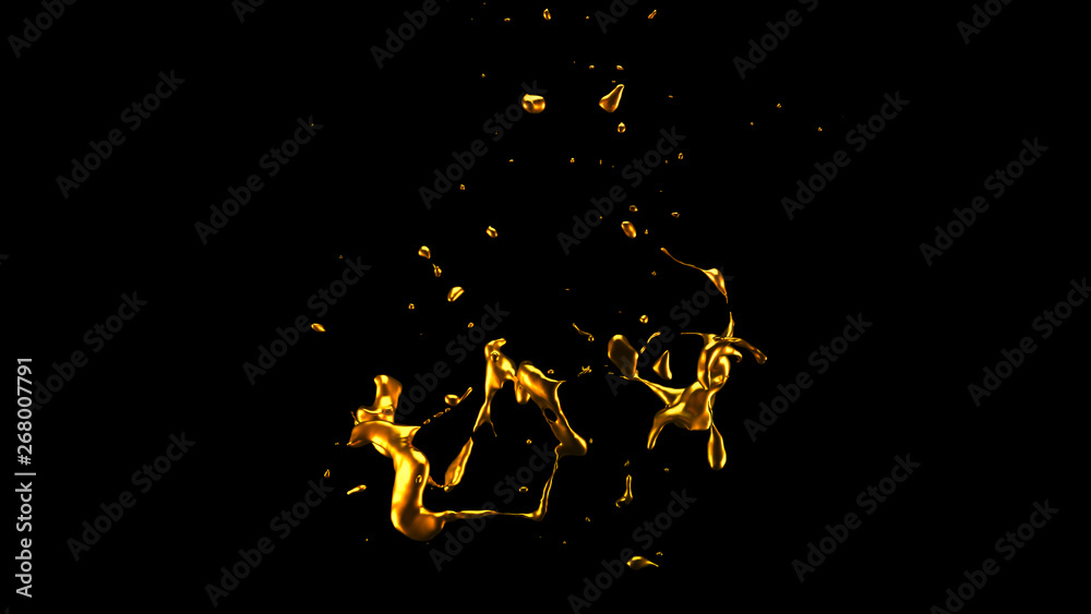 Fototapeta premium A splash of gold. 3d illustration, 3d rendering.