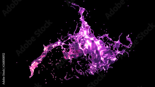 A splash of purple metal. 3d illustration, 3d rendering.