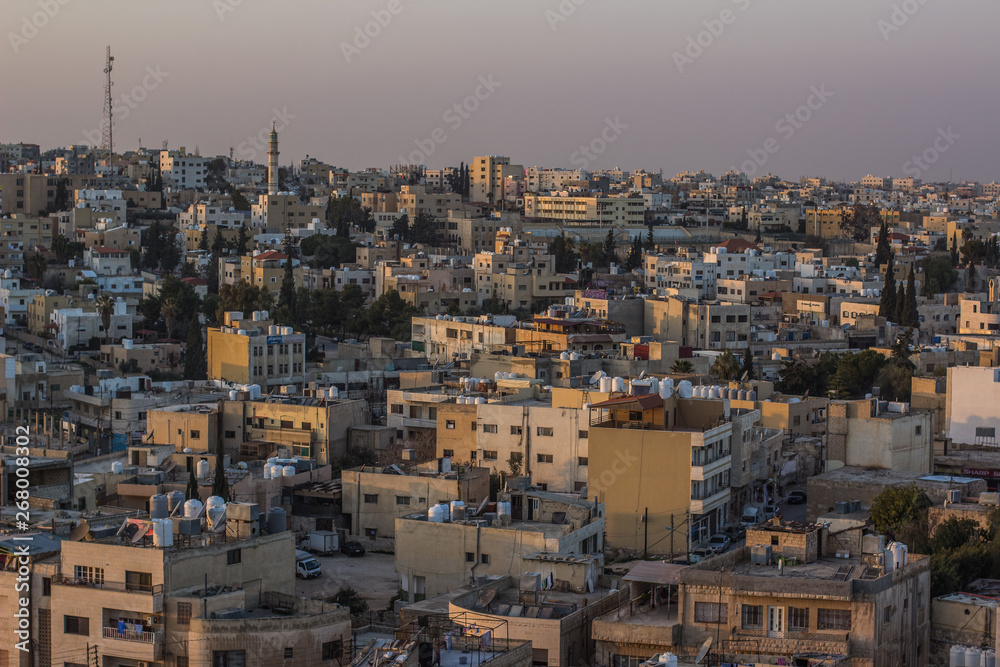 Arabic Middle East city aerial landmark photography from above with many small stone buildings Arabic Middle East city aerial landmark photography from above with many small stone buildings