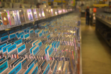 Fotobehang Muziekwinkel Cd-bakken in muziekwinkel  © Ian