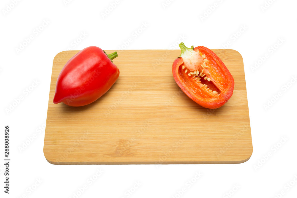 Sliced Bulgarian Peppers on a Wooden Board Sliced Bulgarian Peppers on a Wooden Board