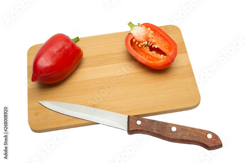 Sliced Bulgarian Peppers on a Wooden Board