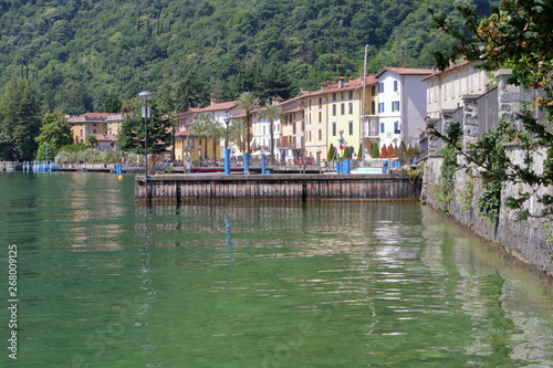 lago d'iseo e borgo di riva di solto in italia, iseo lake and riva di solto village in italy