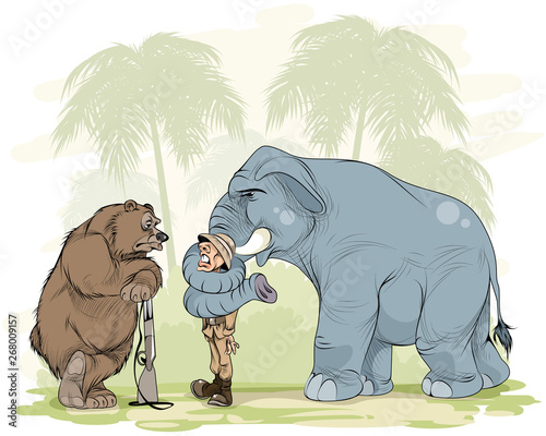 Hunter and animals