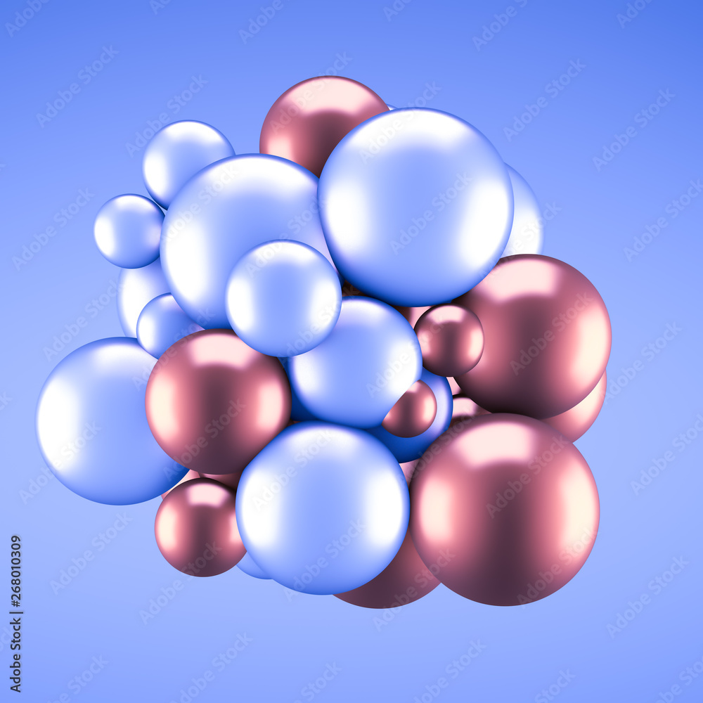 Festive, positive, bright pastel background with balls. 3d illustration, 3d rendering.