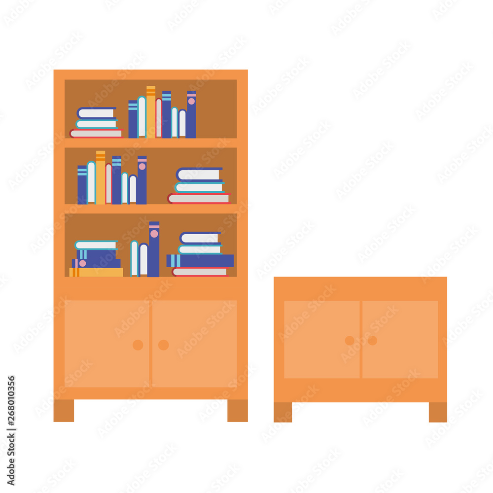 shelving with books in white background shelving with books in white background