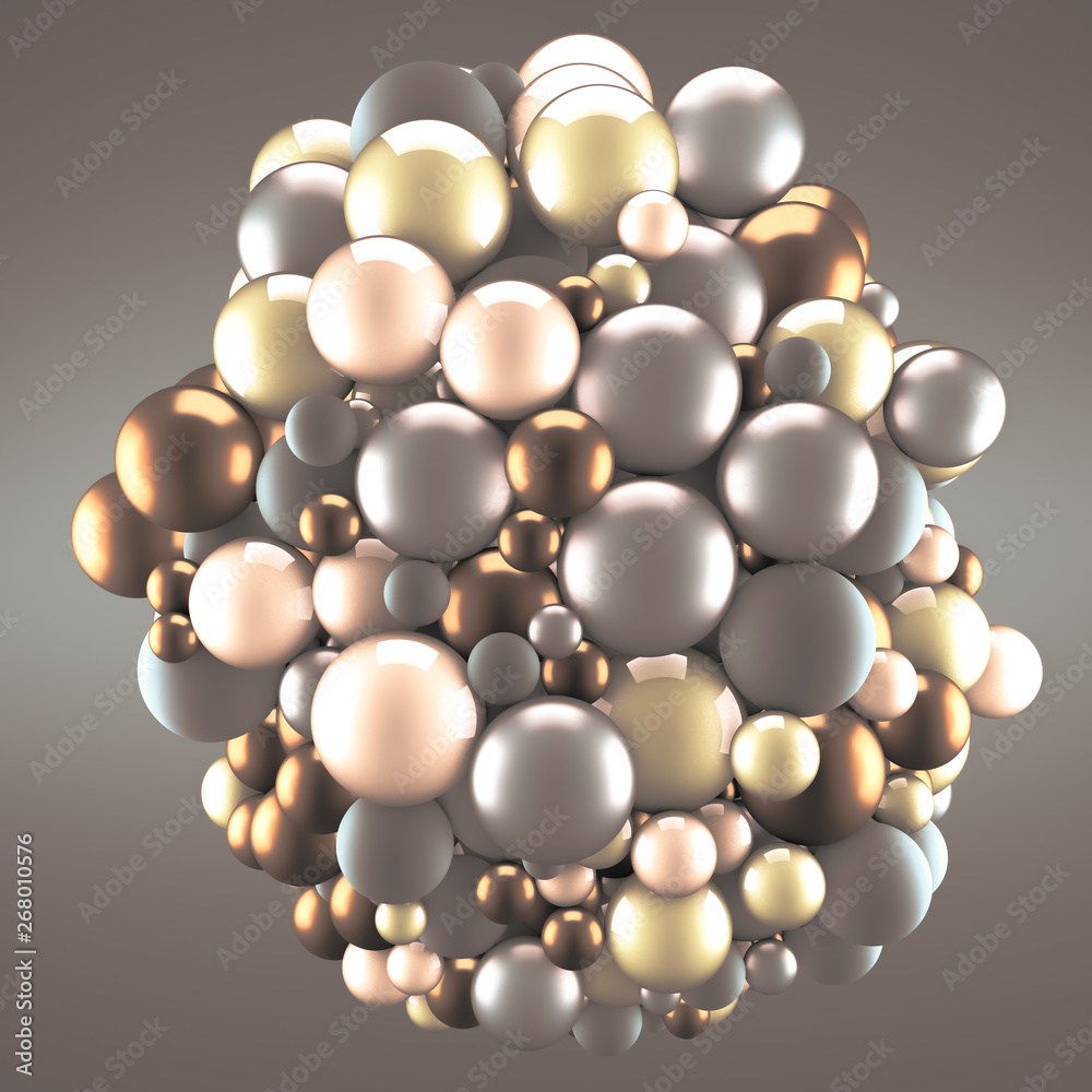 Fototapeta premium Festive, positive, bright yellow background with balls. 3d illustration, 3d rendering.
