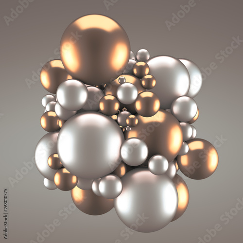 Festive, positive, bright yellow background with balls. 3d illustration, 3d rendering.