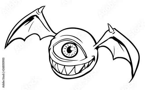One eyed monster with bat wings