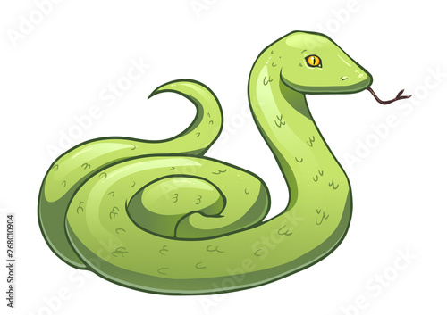 Cartoon green snake