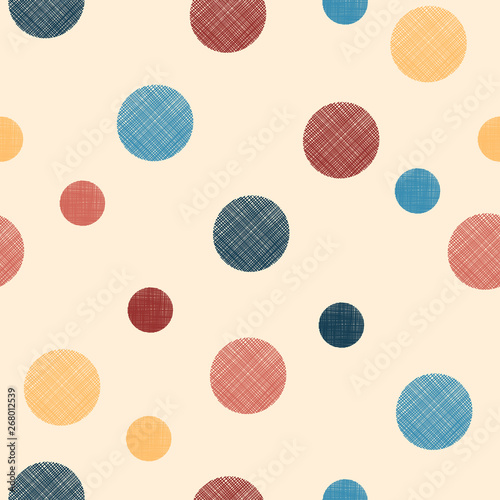Polka dot with yarn texture seamless pattern in vintage style