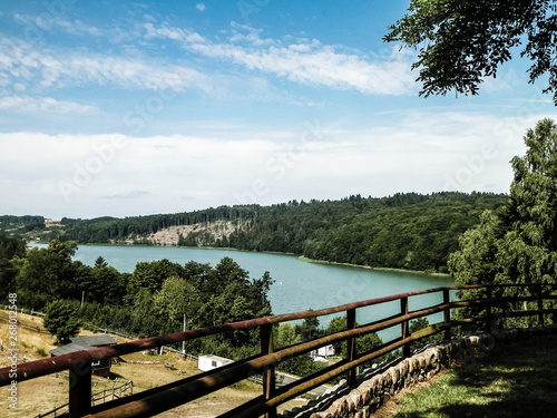 Beautiful view of Ostrzyckie Lake in Kolano, Wiezyca Region, Poland.