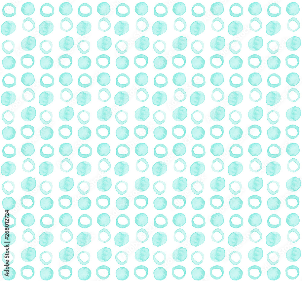 Turquoise watercolor dots background Abstract seamless pattern