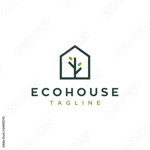 healthy / eco house vector logo design