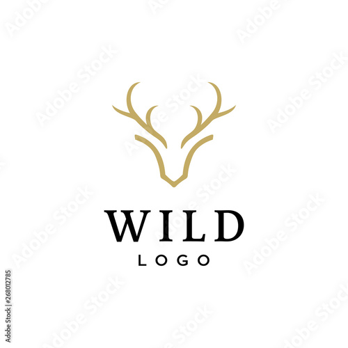 Fényképezés deer antler head vector logo design