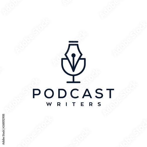 writer podcast concept vector logo design